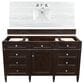 James Martin Vanities Brittany 60" Single Bathroom Vanity in Burnished Mahogany with 3 cm Arctic Fall Solid Surface Top and Rectangle Sink, , large