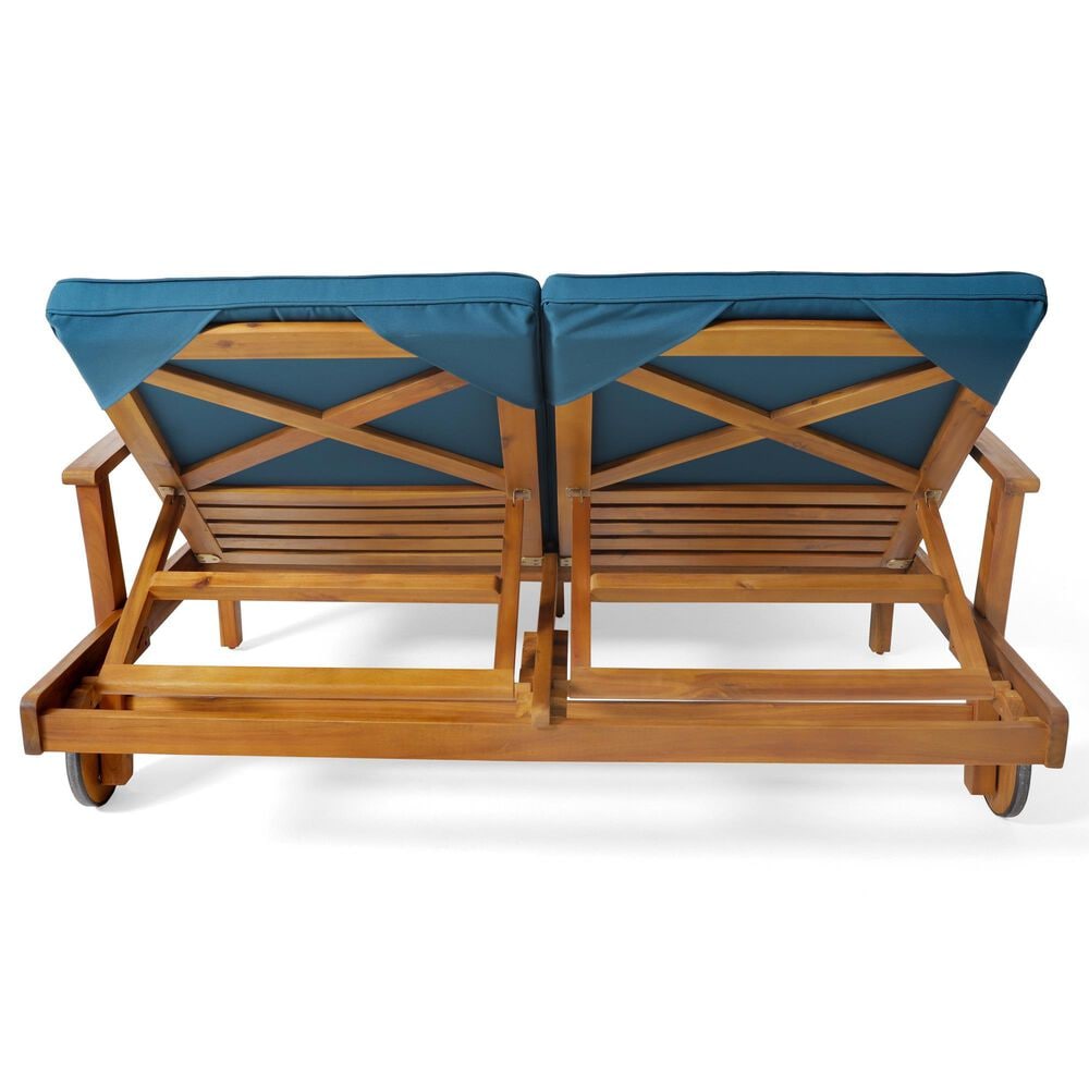 Hearth and Haven Perla Outdoor Double Chaise Lounge with Cushion in Teak, , large