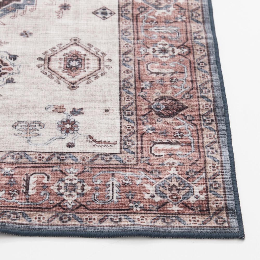 Central Oriental Rugease Velveteen Raquel Red and Beige 2&#39;3&quot; x 6&#39; Runner, , large