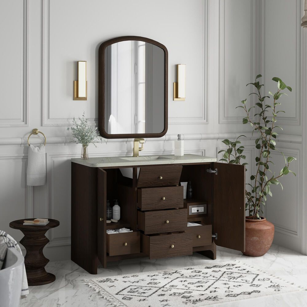 James Martin Vanities Gracyn 48" Single Bathroom Vanity in Sable with 3 cm Victorian Silver Quartz Top and Rectangular Sink, , large