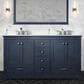 Lexora Home Dukes 60" Double Bathroom Vanity in Navy Blue with 2 cm White Cultured Marble Top and Rectangular Sinks, , large