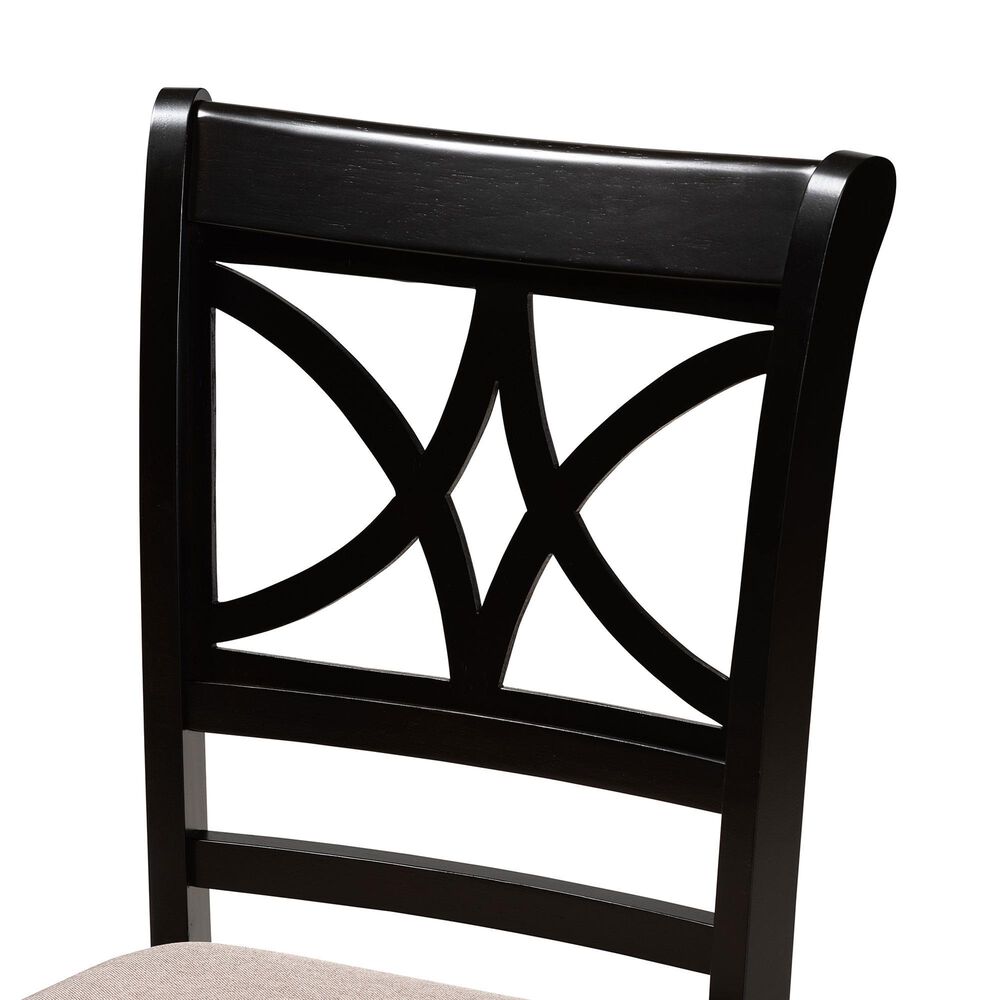 Baxton Studio Clarke Side Chair with Sand Cushion in Espresso Brown (Set of 4), , large
