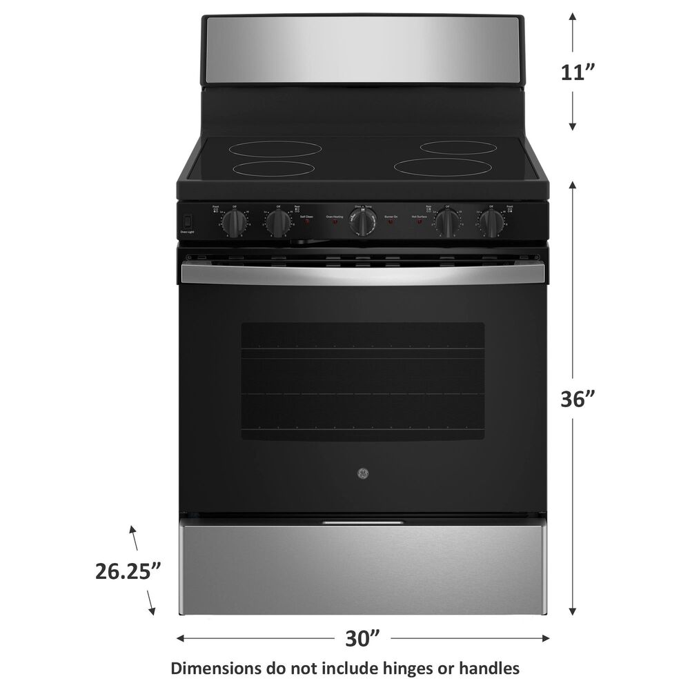 GE Appliances 5.0 Cu. Ft. Freestanding Electric Range in Stainless Steel and Black, , large