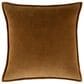 Surya Cotton Velvet 22" Square Throw Pillow in Brown, , large