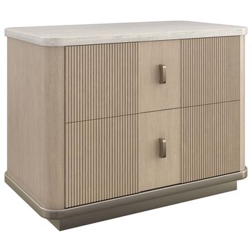 Schnadig Rhythm 2-Drawer Nightstand in Sun Drenched Oak, Creamy and Neutral Metallic, , large