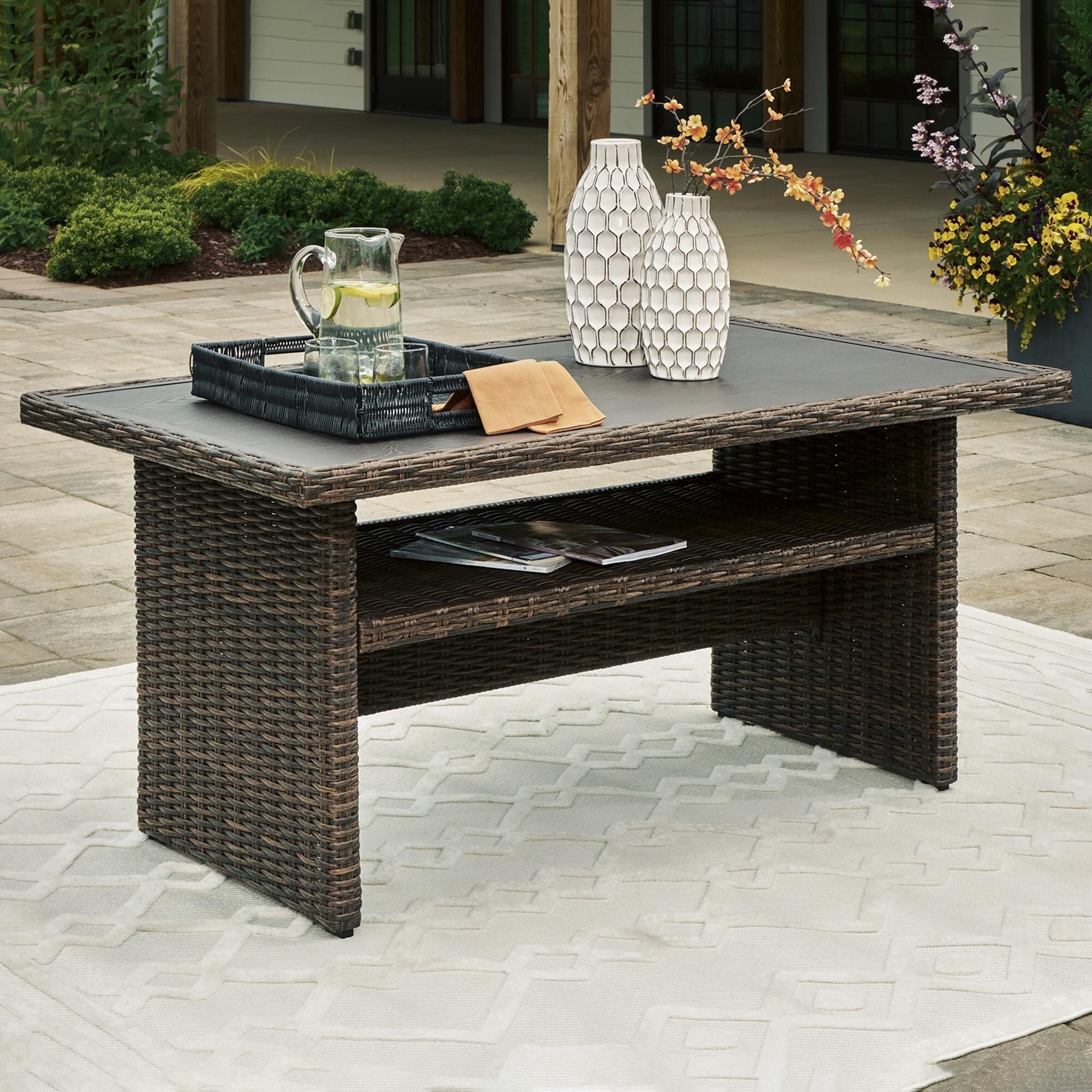 Ashley Brook Ranch Patio Multi-Use Table in Brown