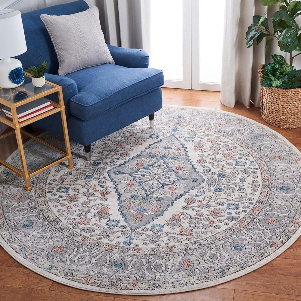 Safavieh Oregon  ORE876 6&#39;7&quot; Round Grey and Ivory Area Rug, , large