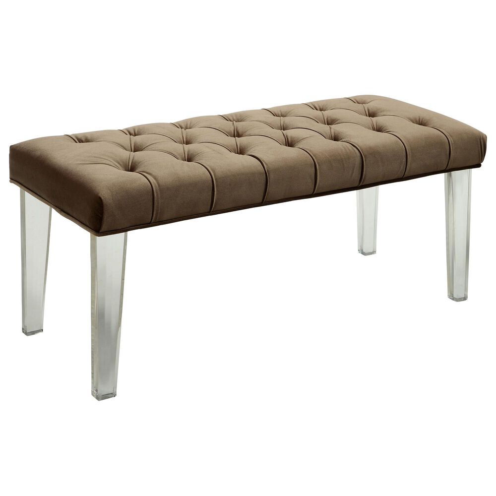 Furniture of America Sasse Button Tufted Upholstered Bench in Brown, , large
