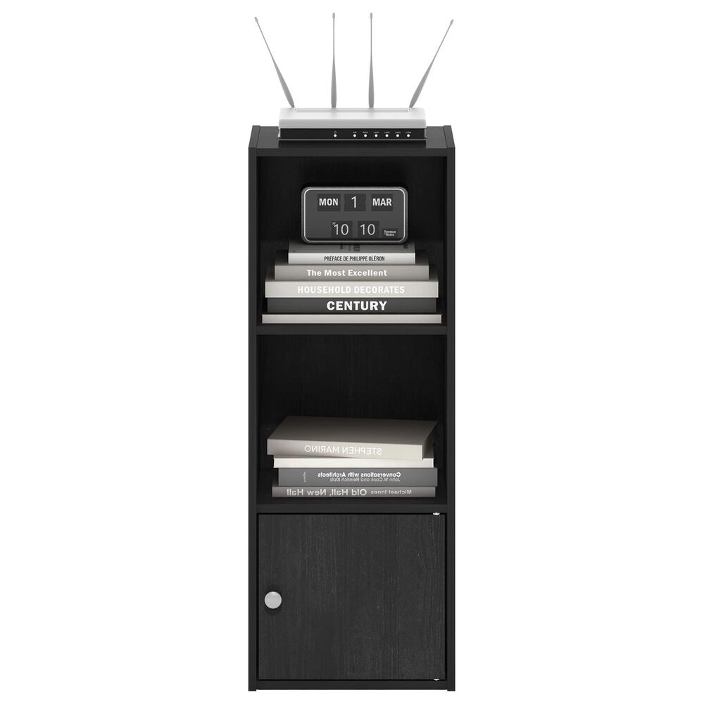 HOMLUX 3-Tier Shelf Bookcase with Door Storage Cabinet in Blackwood, , large