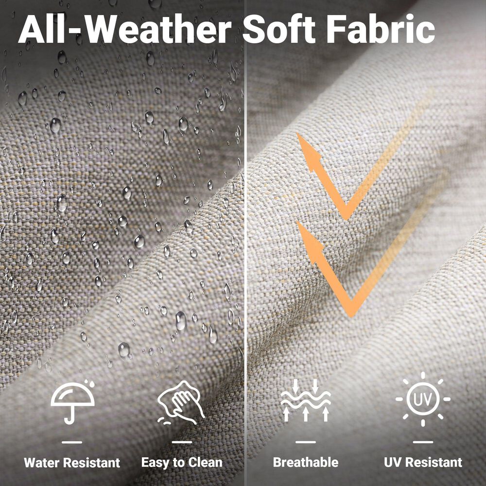 HOMLUX 7-Piece Patio Conversation Set with Rocking Chairs and Fire Pit Table in Beige, , large