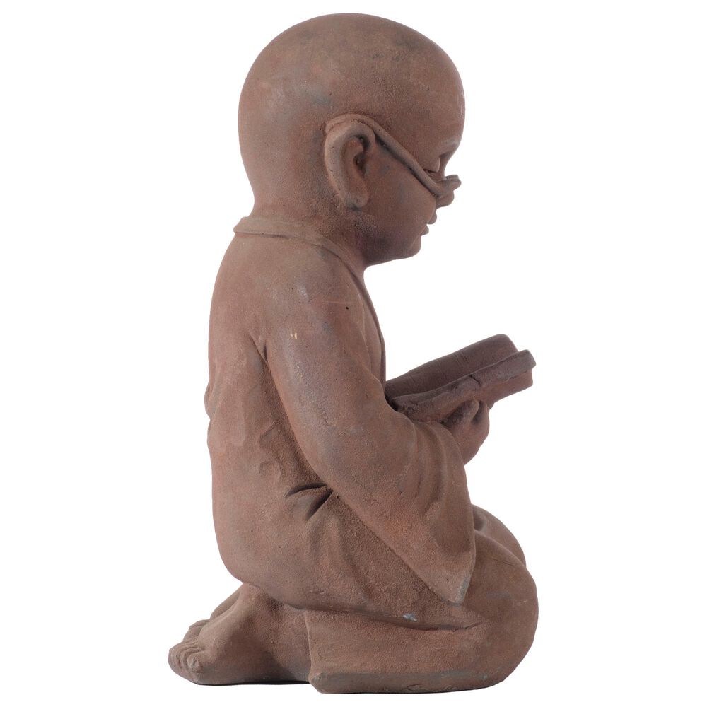 Alfresco Home Reading Buddha Patio Statue in Antique Rust, , large