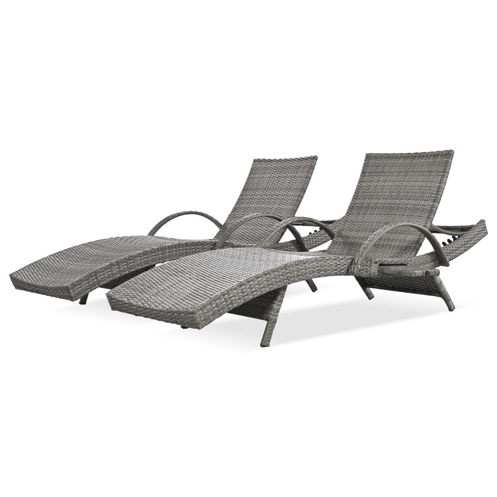 HOMLUX Outdoor Chaise Lounge in Grey (Set of 2), , large