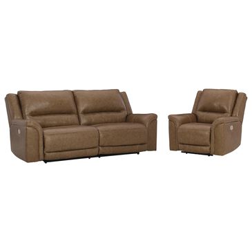 Ashley Trasimeno 2-Piece Power Reclining Sofa and Recliner in Caramel, , large