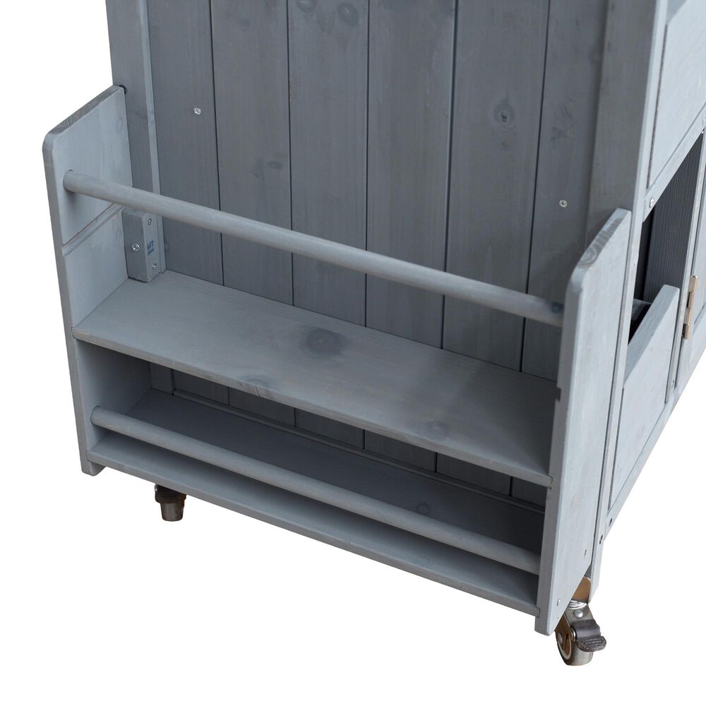 HOMLUX Farmhouse Rolling Outdoor Kitchen Cart with Stainless Steel Top in Blue Gray, , large