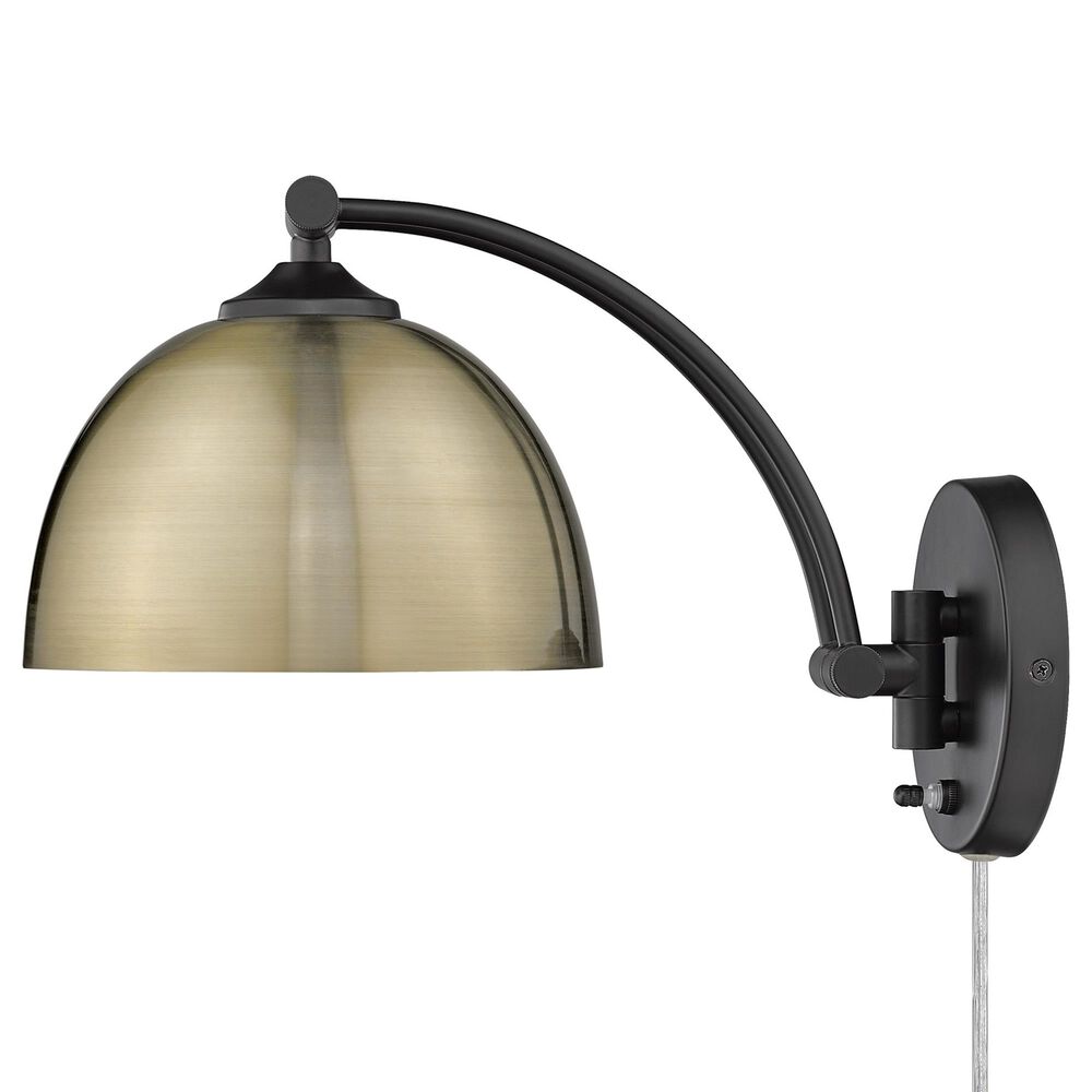 Golden Lighting Rey 1-Light Wall Sconce in Matte Black and Aged Brass, , large