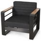 Hearth and Haven Giovanna Outdoor Club Chair with Open Backrest and Square Arms in Black, , large