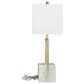 Maple and Jade 27" Metal and Marble Geometric Table Lamp with Linen Shade in Gold, White and Gray, , large