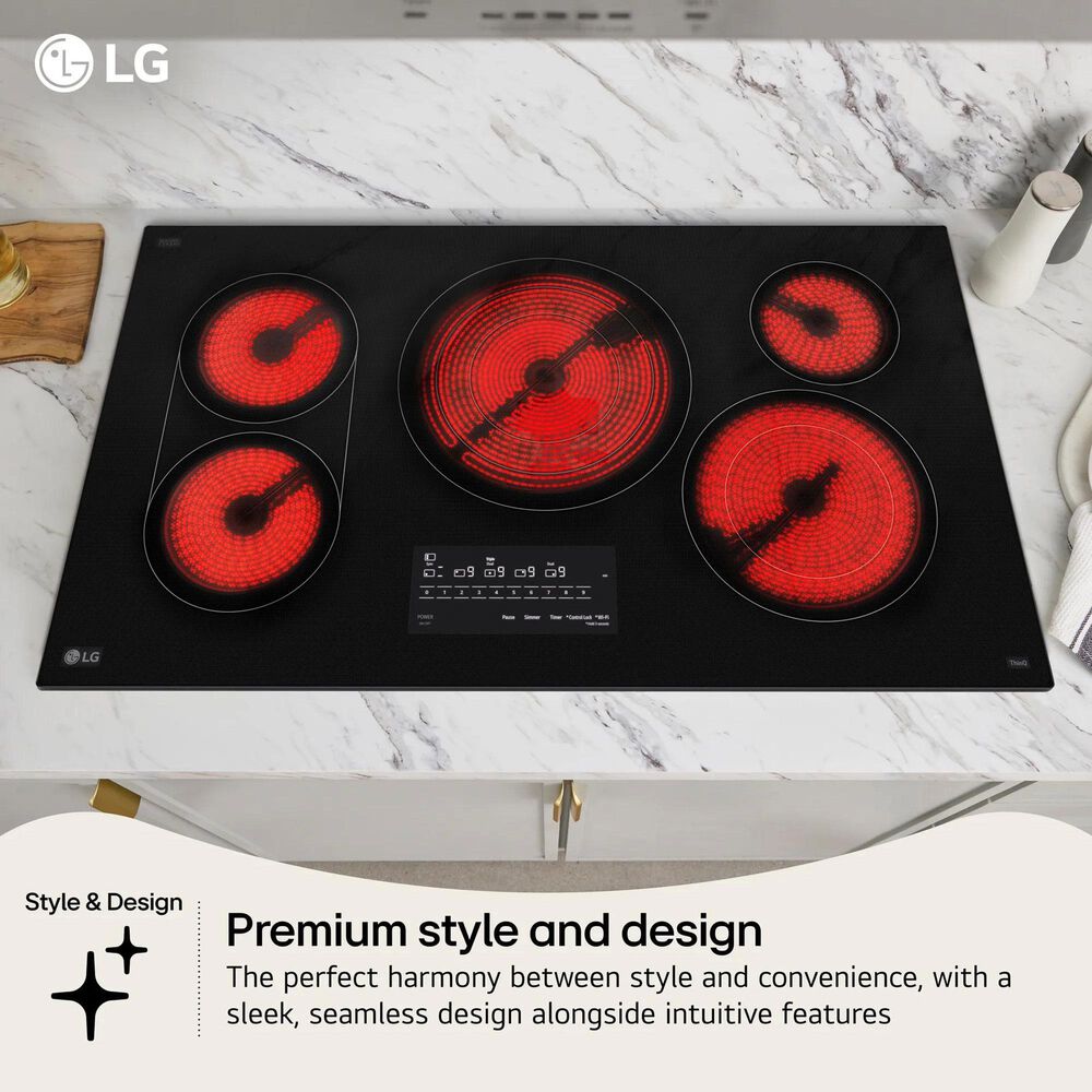 LG 2-Piece Kitchen Package with Print Proof Stainless Steel 4.7 Cu. Ft. Smart Single Wall Oven and Black 30" Electric Cooktop, , large