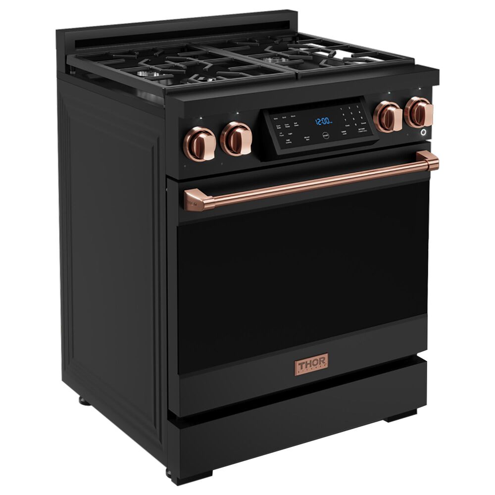 Thor Kitchen Gordon Ramsay 4.55 Cu. Ft. 30&quot; Professional Natural Gas Range with Rose Gold Handle Kit in Black, , large