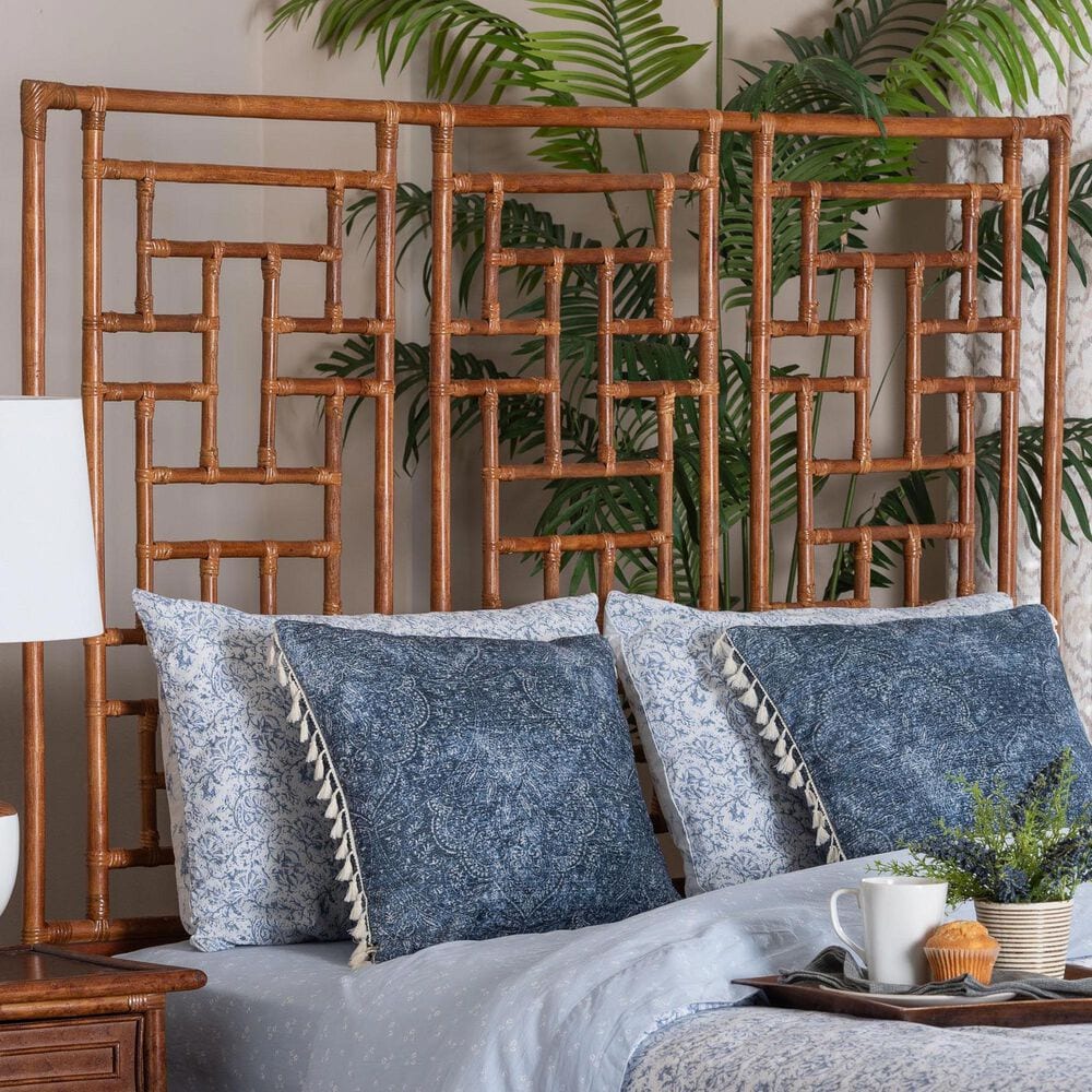 bali &amp; pari Jamuna King Headboard in Marbled Tortoise Brown and Mahogany Brown, , large