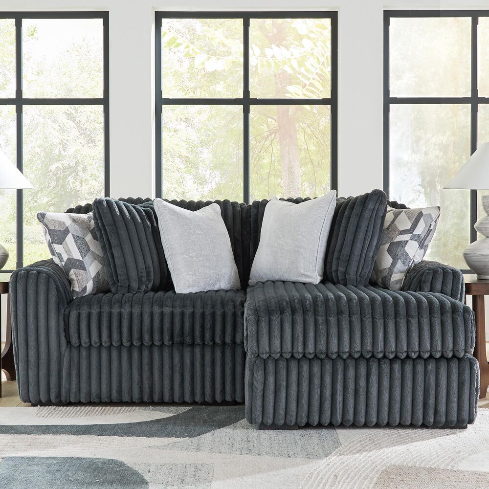 Ashley Midnight-Madness 2-Piece Right Facing Sectional with Chaise in Gunmetal, , large