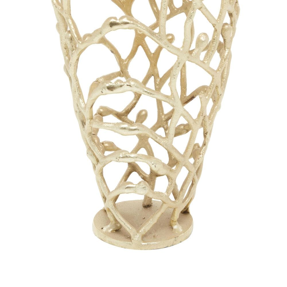 Maple and Jade 23&quot; Cutout Coral Decorative Vase in Satin Gold, , large
