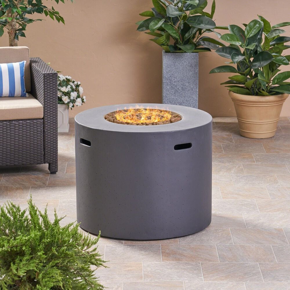 Hearth and Haven 31&quot; Round MgO Concrete Fire Pit in Dark Grey, , large