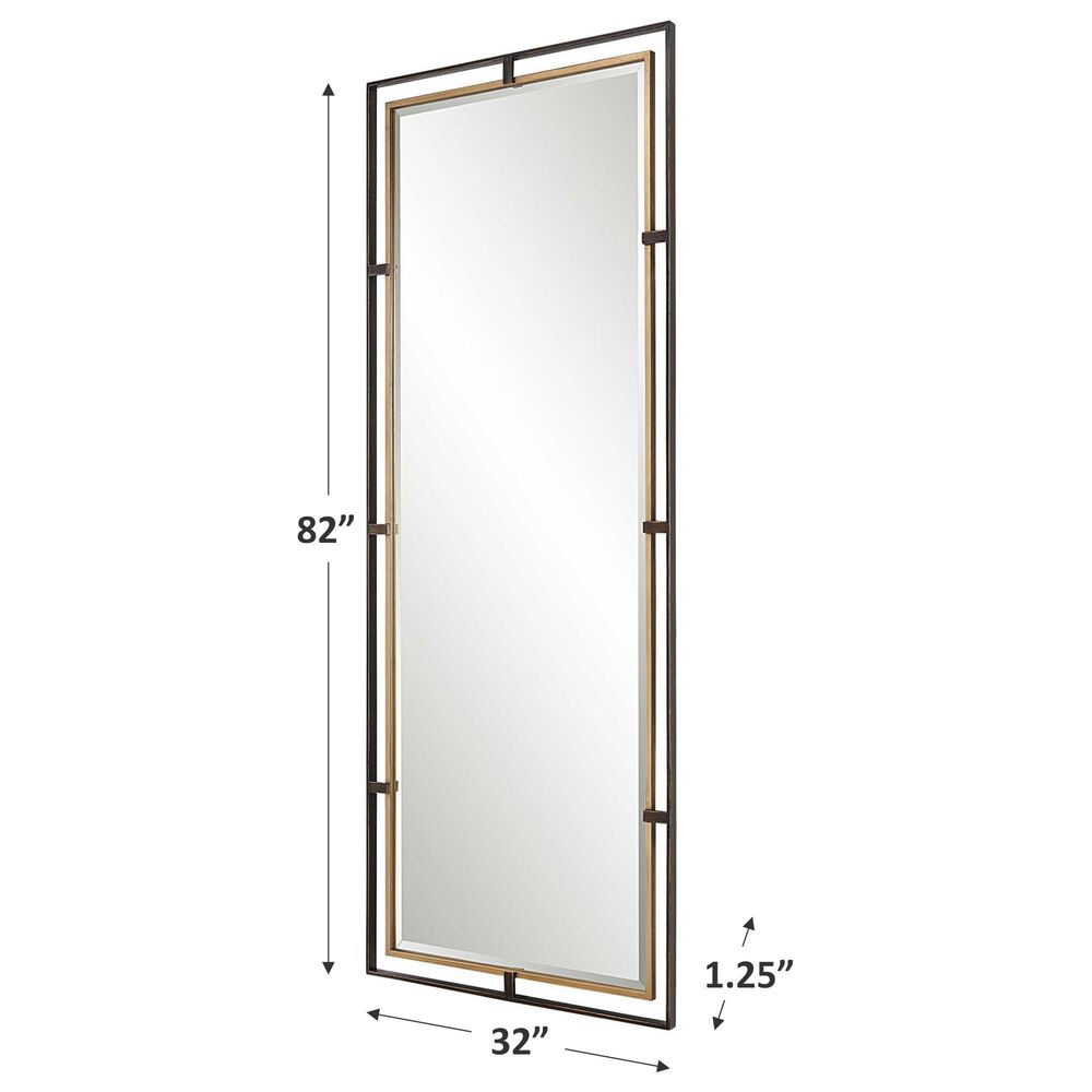 Uttermost Carrizo Rectangular Tall Mirror in Rustic Bronze and Light Antique Gold Leaf, , large