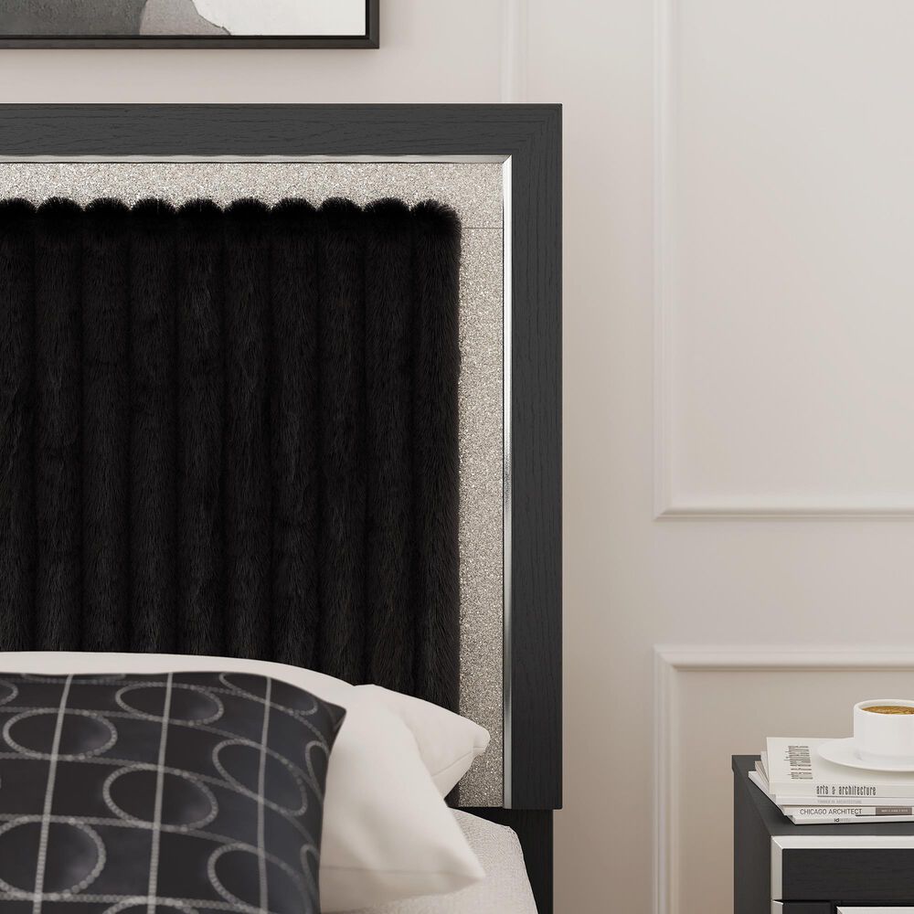 Ashley Zuraleus King Upholstered Panel Bed with Two Nightstands in Matte Black, , large