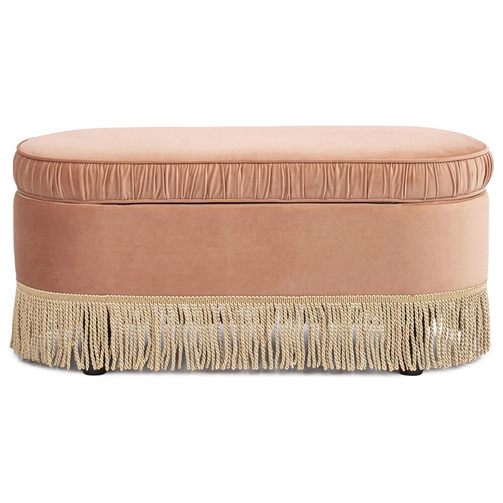 Jennifer Taylor Home Serena Storage Bench with Tufted Bullion Fringe in Peach Orange, , large