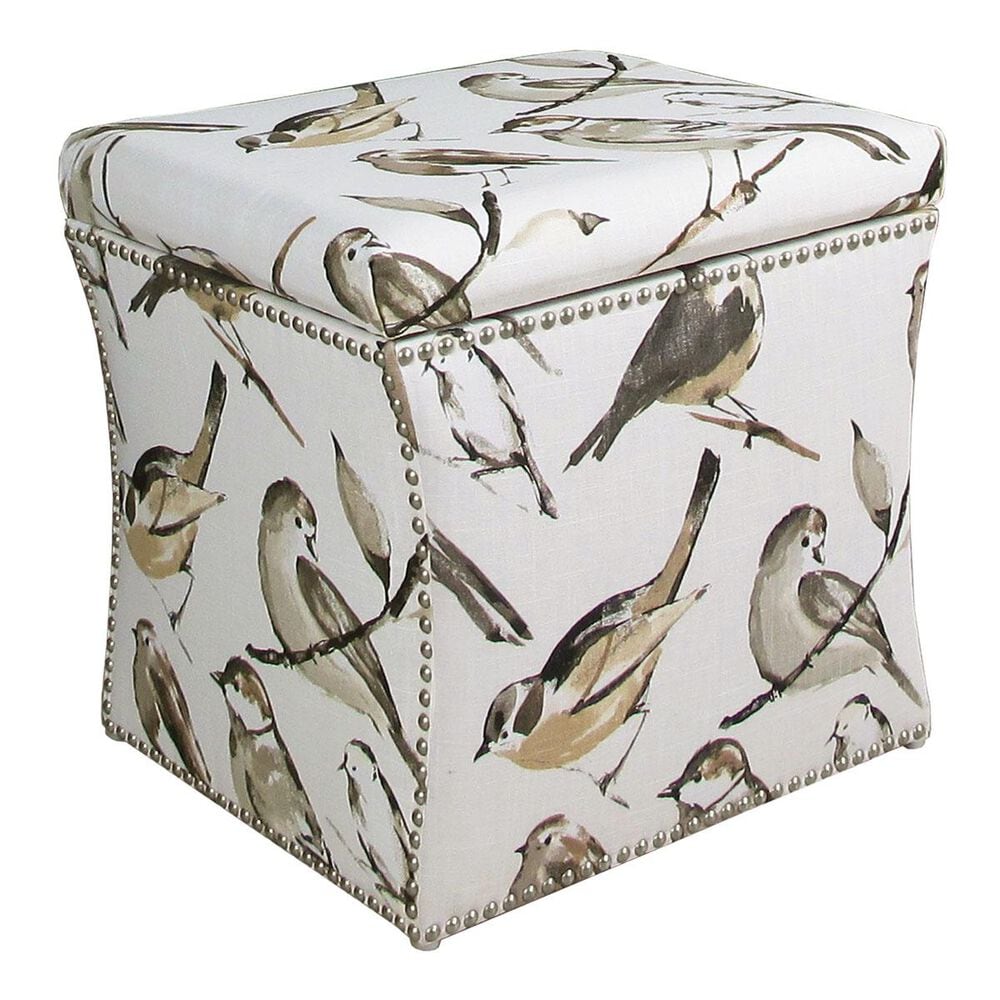 Skyline Furniture Nail Button Storage Ottoman in Birdwatcher Charcoal, , large