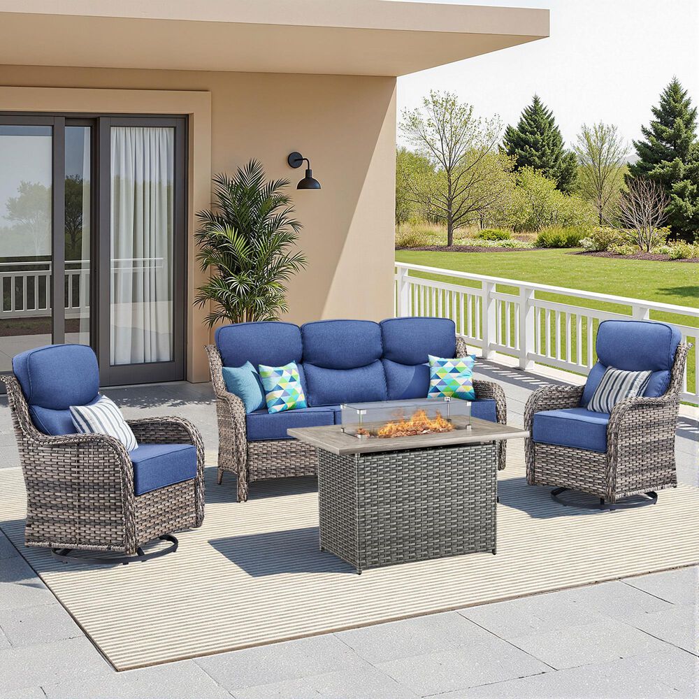 Sunwell Garden Rectangular Fire Pit Table in Gray, , large
