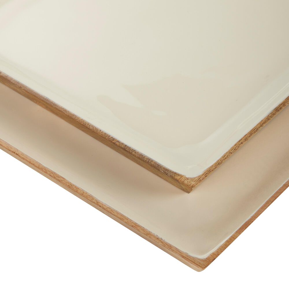 Maple and Jade Wood Tray in White and Natural &#40;Set of 2&#41;, , large