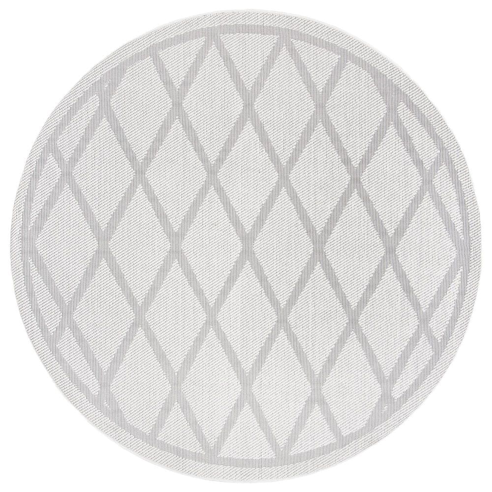 Safavieh Bermuda BMU805A 6"7" Round Ivory and Light Grey Indoor/Outdoor Area Performance Rug, , large