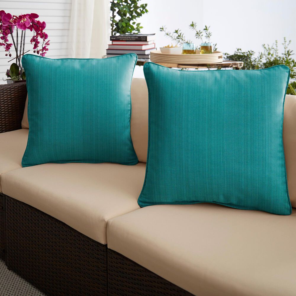 Sorra Home Sunbrella 18" Pillow in Dupione Deep Sea (Set of 2), , large