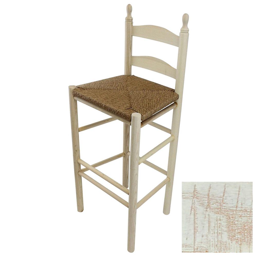 Lakeside Calabash Ladderback Barstool in Woodleaf White, , large