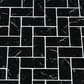 MS International Nero Marquina Herringbone 2" x 4" on 12" x 12" Glass Mosaic Sheet, , large