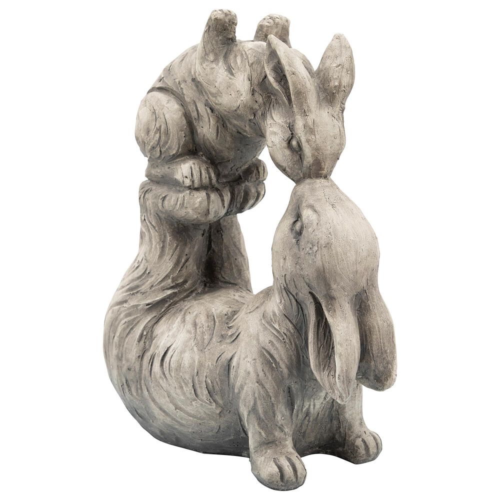 Sagebrook Home 15" Kissing Bunnies Sculpture in White, , large