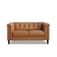 Hydeline Arvo Stationary Leather Loveseat in Cognac Brown, , large