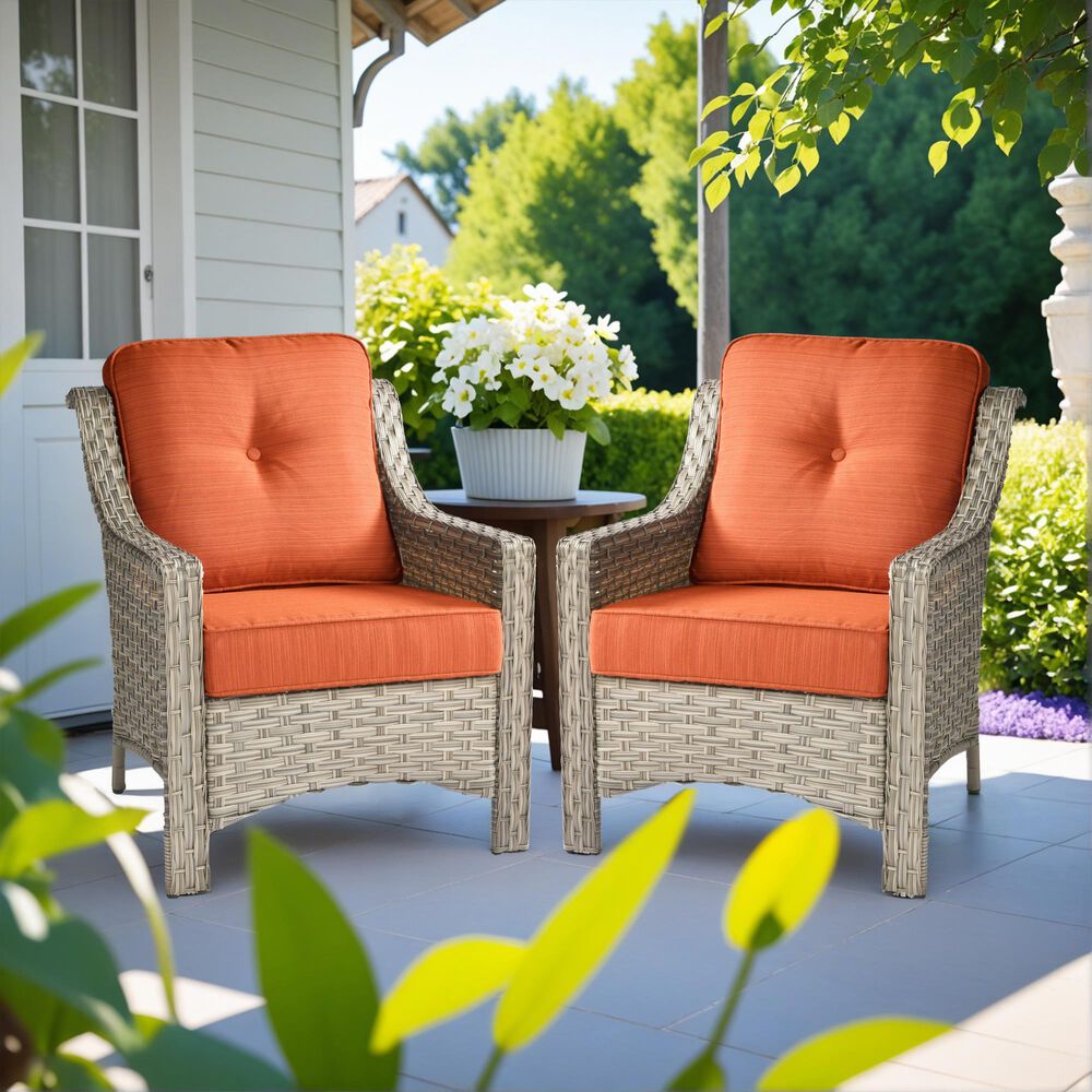 HOMLUX Outdoor Arm Chair in Orange (Set of 2), , large