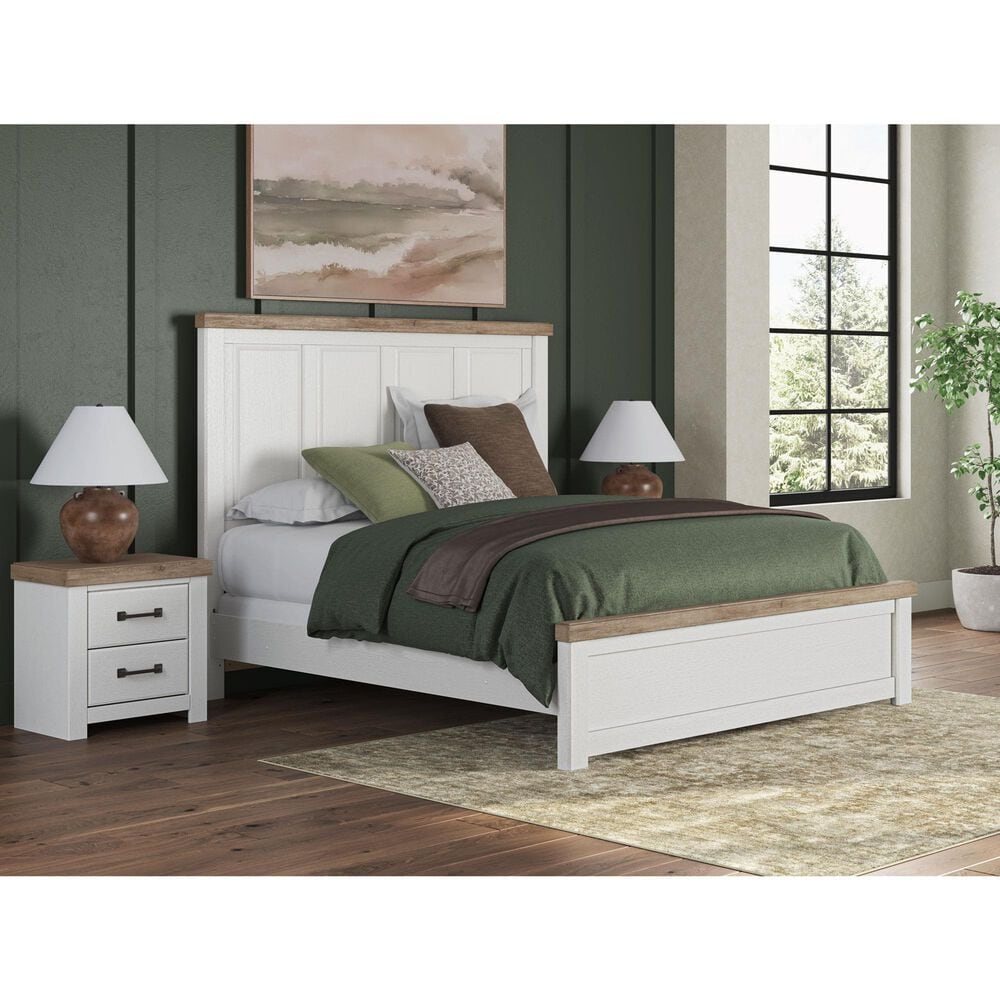 Ashley Savonport King Panel Bed in White and Brown, , large