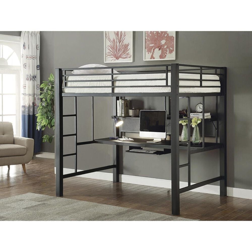 Pacific Landing Full Workstation Loft Bed in Black, , large