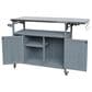 HOMLUX Farmhouse Rolling Outdoor Kitchen Cart with Stainless Steel Top in Blue Gray, , large