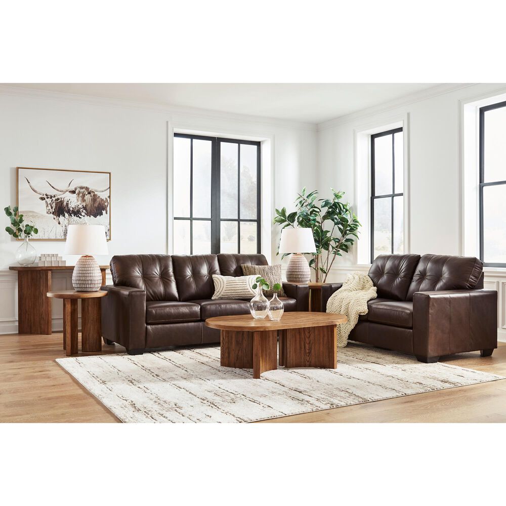 Ashley Santorine Stationary Loveseat in Dark Brown, , large