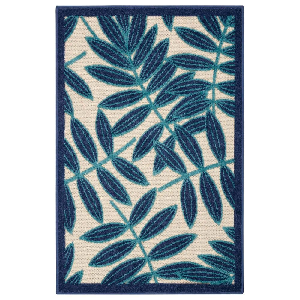 Nourison Aloha Floral 2"8" x 4" Navy Indoor/Outdoor Area Rug, , large