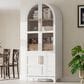 HOMLUX 71" Tall Arched Kitchen Pantry Cabinet with Door Shelves, Farmhouse Kitchen Storage Cabinet with Open & Adjustable Shelves, Hidden Drawer & Glass Door, Cupboard for Kitchen, Dining Room, White, , large