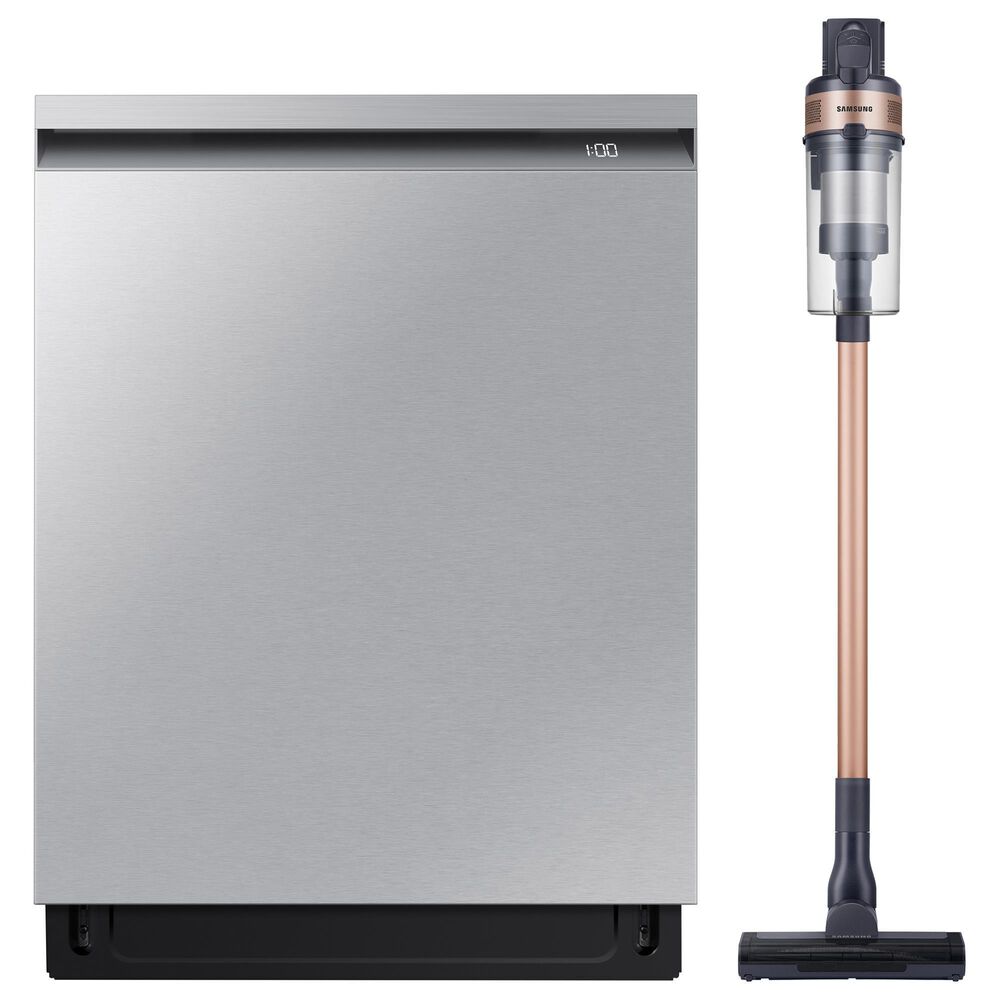 Samsung 2-Piece 24" Built-In Pocket Handle Dishwasher in Fingerprint Resistant Stainless Steel with Jet 60 Pet Cordless Stick Vacuum, , large