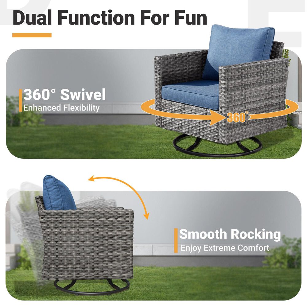 HOMLUX 7 Piece Outdoor Patio Set in Denim Blue, , large