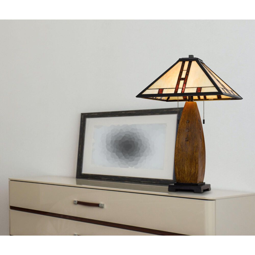 Cal Lighting Tiffany Table Lamp in Oak, , large