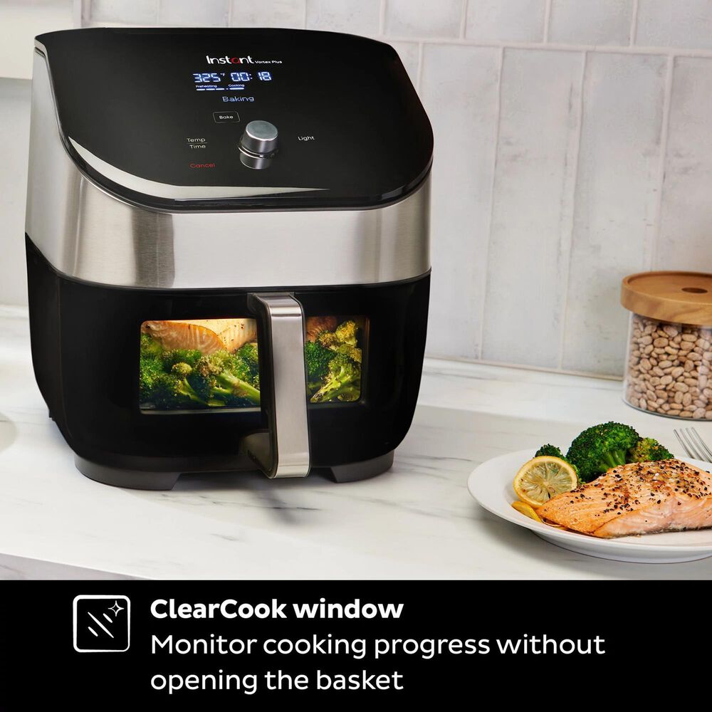 Instant Brands Vortex Plus 6-Quart Air Fryer with ClearCook in Stainless Steel and Black, , large